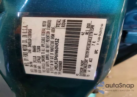 1997 Mercury Tracer Ls из США, поврежденный, VIN 1MELM13P6VW604932